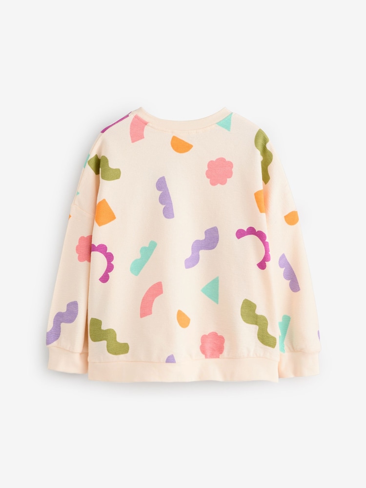 Cream/Purple 100% Cotton Sweatshirt and Shorts Set (3mths-7yrs) - Image 9 of 12