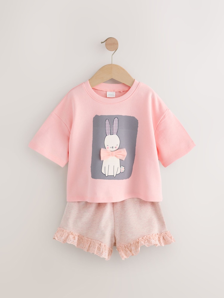 Pink Bunny 100% Cotton Top & Shorts Set (3mths-7yrs) - Image 5 of 8