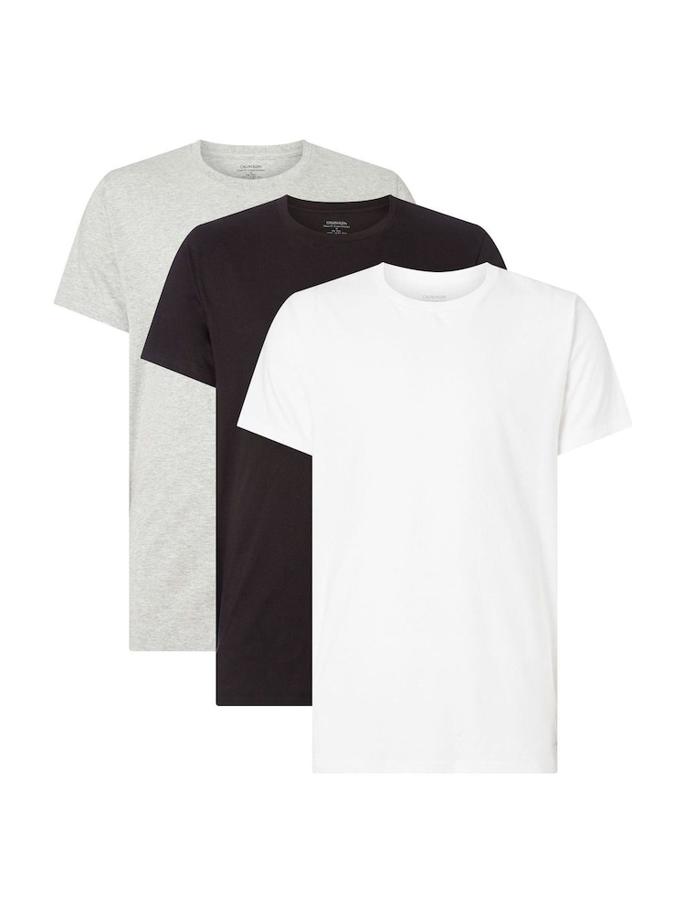 Calvin Klein Grey 100% Cotton Short Sleeves Crew Neck T-Shirts 3 Pack - Image 1 of 6