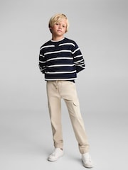 Mango Navy Boys Striped Knitted Jumper - Image 1 of 5