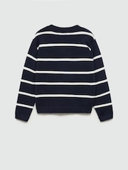 Mango Navy Boys Striped Knitted Jumper - Image 4 of 5