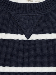 Mango Navy Boys Striped Knitted Jumper - Image 5 of 5