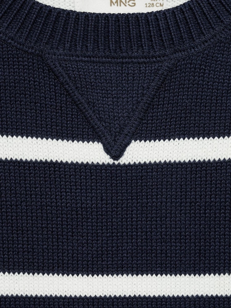 Mango Navy Boys Striped Knitted Jumper - Image 5 of 5 Mango Navy Boys Striped Knitted Jumper - Image 5 of 5