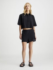 Calvin Klein Black 100% Cotton Back Detail Seersucker Shirt - Image 1 of 4