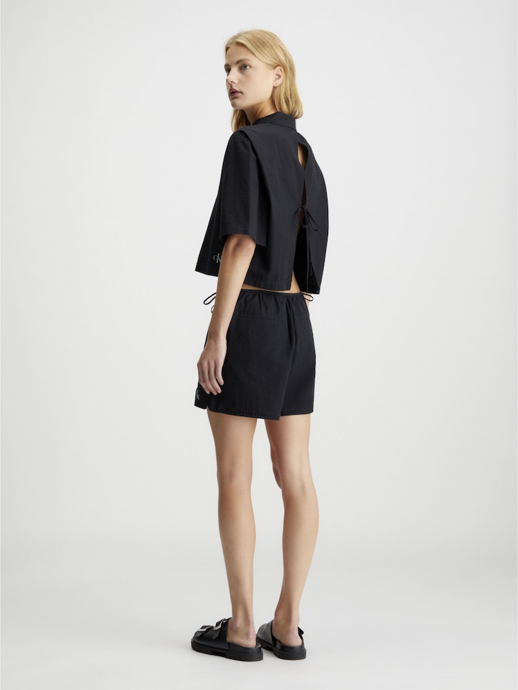 Calvin Klein Black 100% Cotton Back Detail Seersucker Shirt - Image 2 of 4