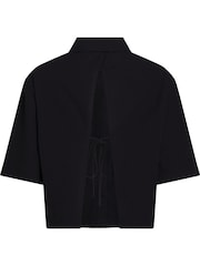 Calvin Klein Black 100% Cotton Back Detail Seersucker Shirt - Image 3 of 4