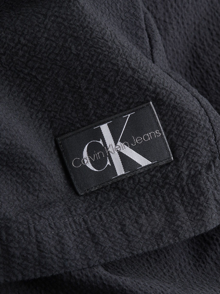 Calvin Klein Black 100% Cotton Back Detail Seersucker Shirt - Image 4 of 4