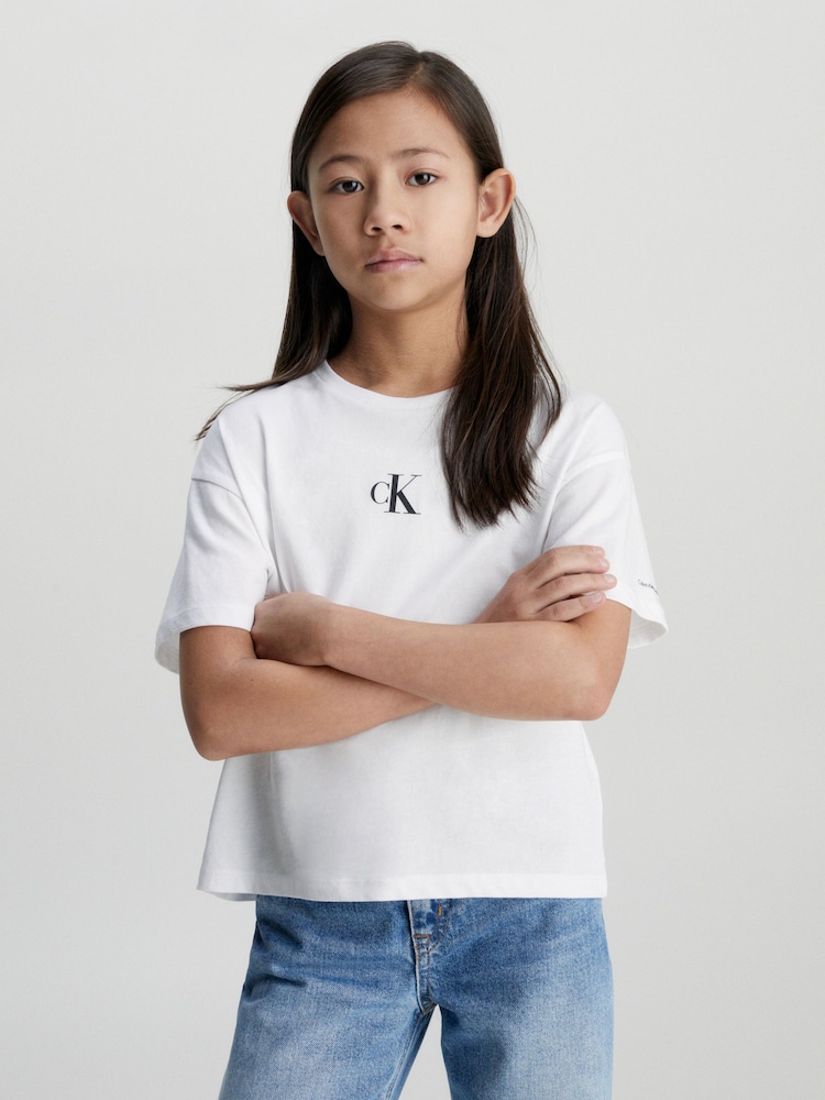 Calvin Klein White 100% Cotton Logo Boxy T-Shirt - Image 2 of 9