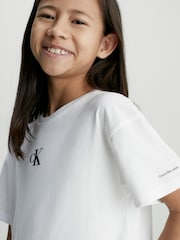 Calvin Klein White 100% Cotton Logo Boxy T-Shirt - Image 4 of 9