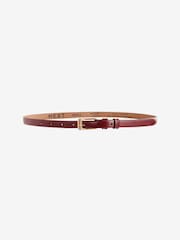 Rojo burdeos - Premium Made In Italy Leather Micro Skinny Belt - Imagen 1 de 2