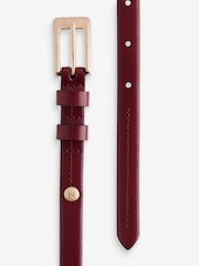 Rojo burdeos - Premium Made In Italy Leather Micro Skinny Belt - Imagen 2 de 2