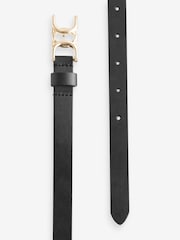 Svart - Statement Buckle Skinny Leather Skärp - Bild 2 av 2