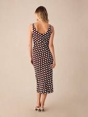 Ro&Zo Brown Spot Scoop Neck Cami Midi Dress - Image 3 of 3