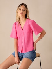 Ro&Zo Pink Flutter Sleeve Top - Image 1 of 4