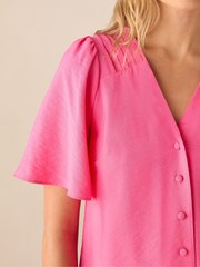 Ro&Zo Pink Flutter Sleeve Top - Image 3 of 4
