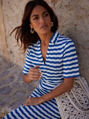 Ro&Zo Blue Stripe Knit Collared Dress - Image 2 of 6