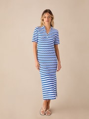Ro&Zo Blue Stripe Knit Collared Dress - Image 4 of 6
