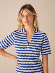 Ro&Zo Blue Stripe Knit Collared Dress - Image 6 of 6