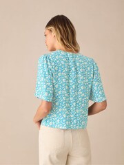 Ro&Zo Blue Flutter Sleeve Top - Image 4 of 4