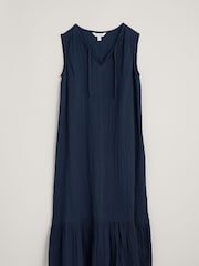 Seasalt Cornwall Blue Teaspoon Bay Sleeveless Tiered Midi Dress - Image 4 of 5