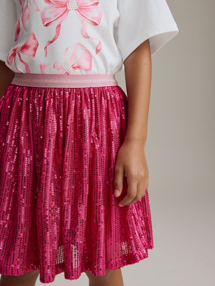 Pink Sequin Pull On Skirt (3-16yrs) - Image 3 of 3