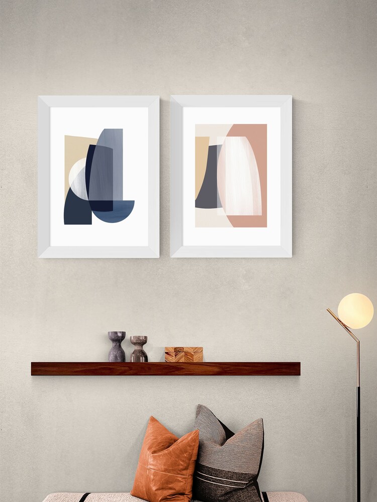 East End Prints White Columba Abstract Set of 2 by Anna Mainz - Image 1 of 2 East End Prints White Columba Abstract Set of 2 by Anna Mainz - Image 1 of 2