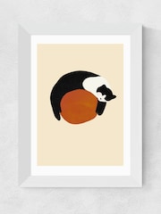East End Prints White Sleepy Black & White Cat by Sifa Mustafa - Image 2 of 3