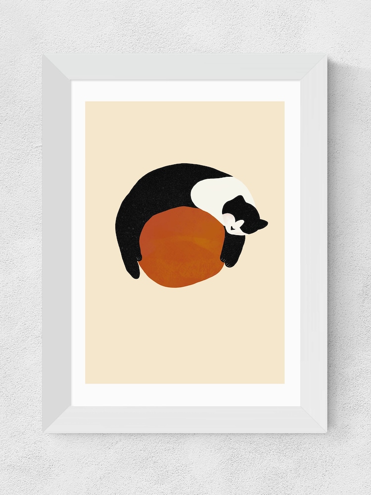 East End Prints White Sleepy Black & White Cat by Sifa Mustafa - Image 2 of 3