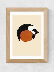 East End Prints Oak Sleepy Black & White Cat by Sifa Mustafa - Image 2 of 3