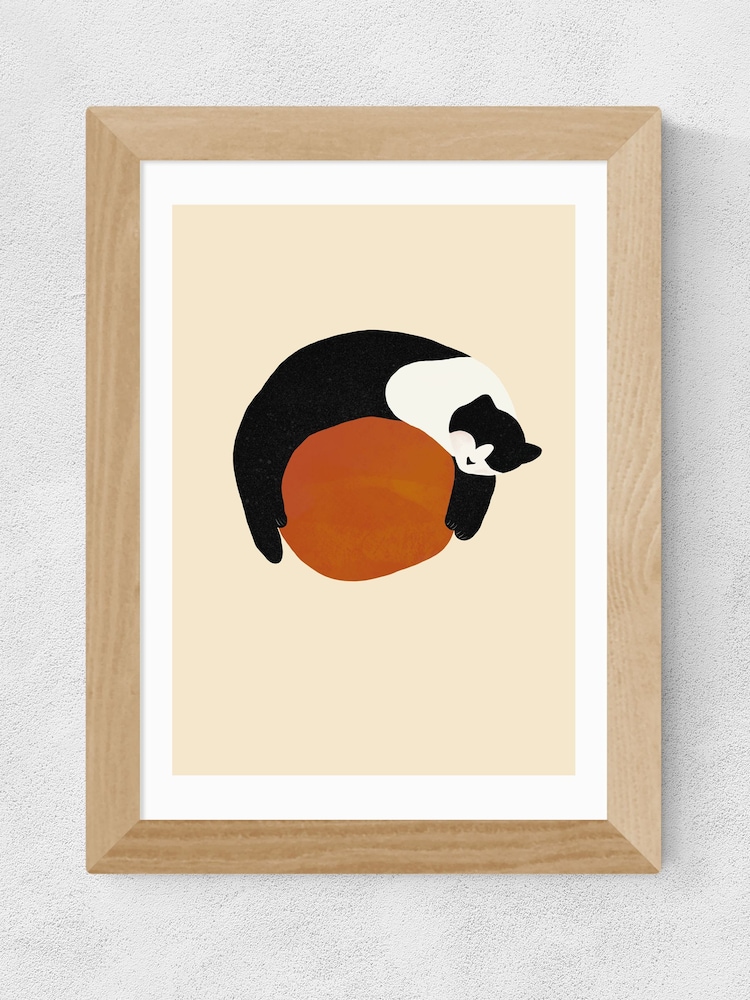 East End Prints Oak Sleepy Black & White Cat by Sifa Mustafa - Image 2 of 3 East End Prints Oak Sleepy Black & White Cat by Sifa Mustafa - Image 2 of 3