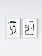 East End Prints Set of 2 White Arla Abstract Knots by Rafael Farias - Image 1 of 2