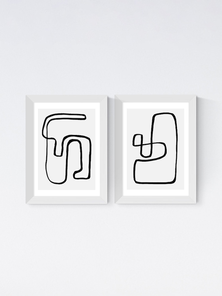 East End Prints Set of 2 White Arla Abstract Knots by Rafael Farias - Image 1 of 2