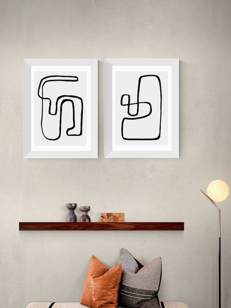East End Prints Set of 2 White Arla Abstract Knots by Rafael Farias - Image 2 of 2