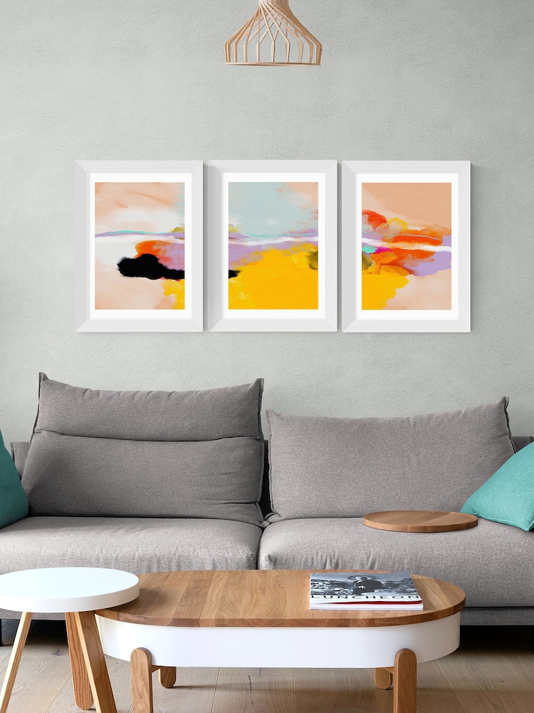 East End Prints White Multicolour Set of 3 by Ana Rut Bre - Image 1 of 2