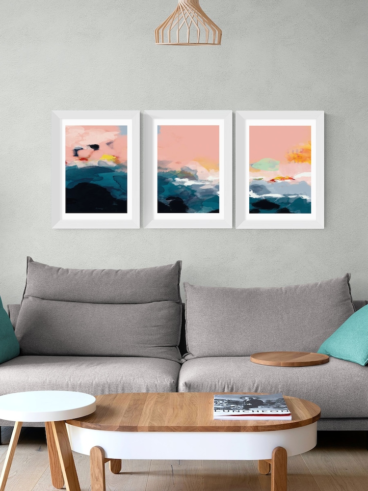 East End Prints White Abstract Landscape Set of 3 by Ana Rut Bre - Image 1 of 2 East End Prints White Abstract Landscape Set of 3 by Ana Rut Bre - Image 1 of 2