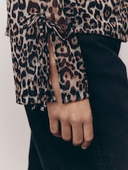 Leopard Print Long Sleeve Mesh Shirt - Image 3 of 7