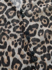 Leopard Print Long Sleeve Mesh Shirt - Image 6 of 7