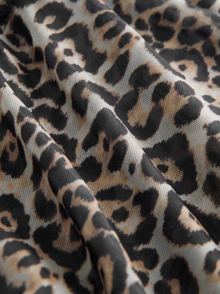 Leopard Print Long Sleeve Mesh Shirt - Image 7 of 7