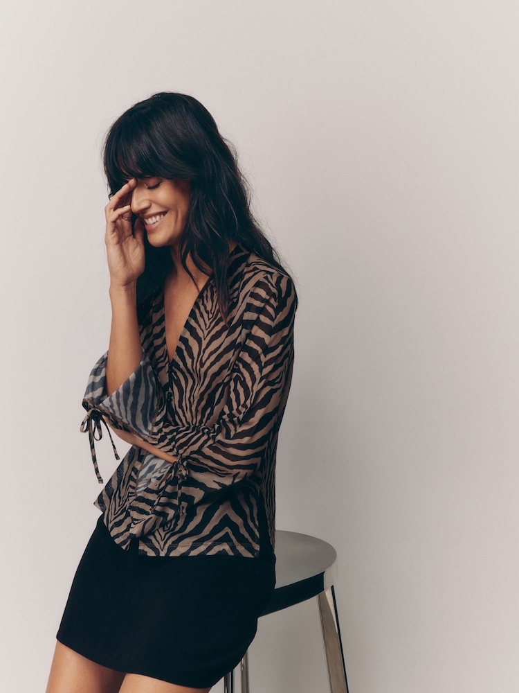 Zebra Long Sleeve Mesh Shirt - Image 1 of 8