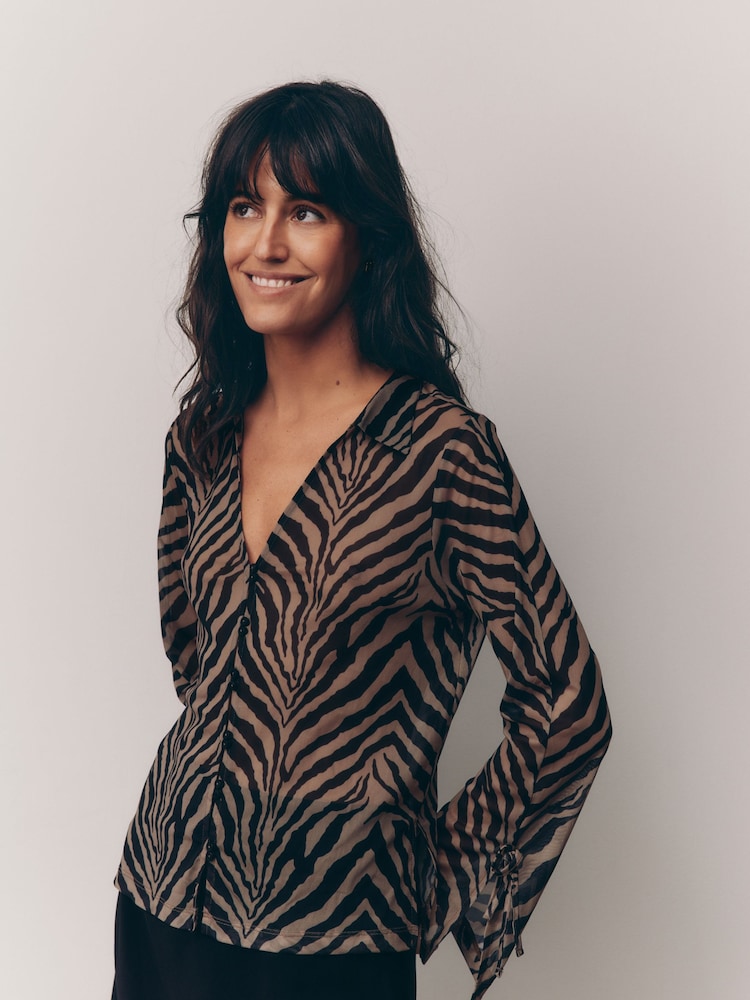 Zebra Long Sleeve Mesh Shirt - Image 2 of 8