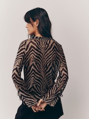 Zebra Long Sleeve Mesh Shirt - Image 3 of 8