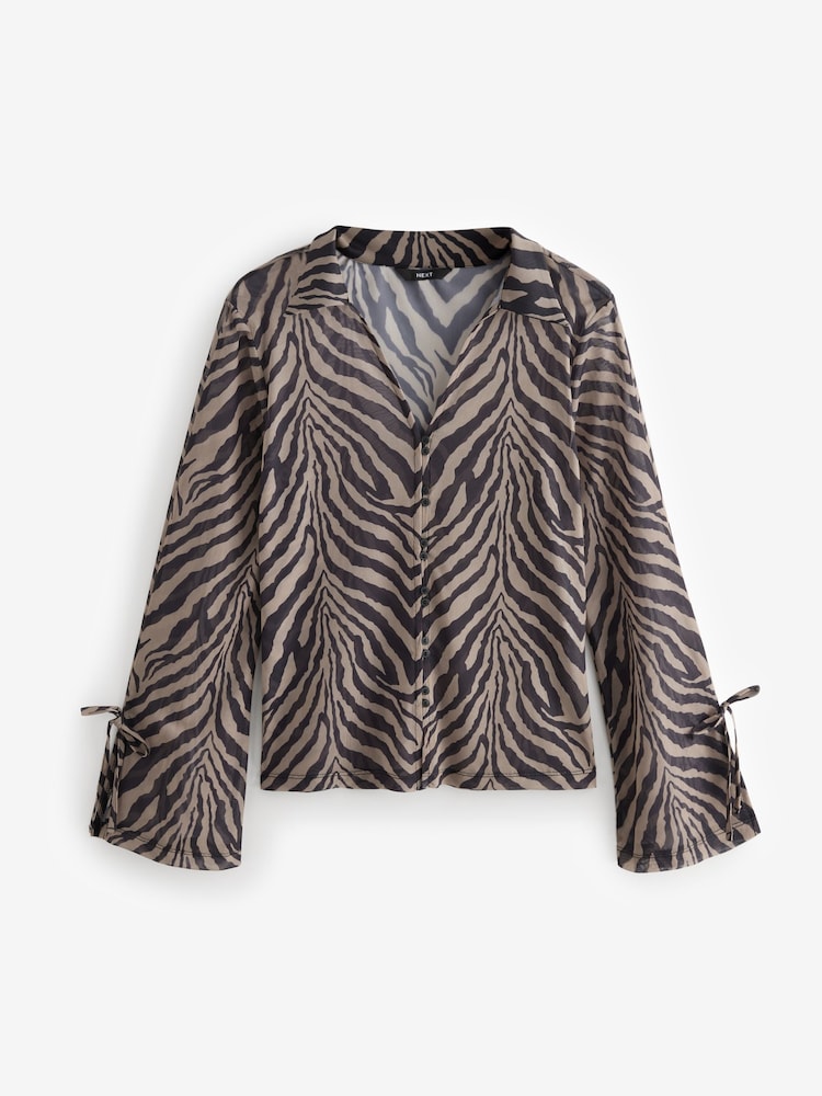Zebra Long Sleeve Mesh Shirt - Image 6 of 8