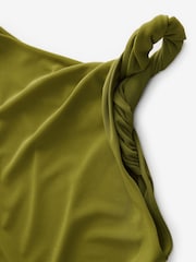 Оливково-зеленые - Twist Shoulder Jersey Top - Изображение 7 из 8