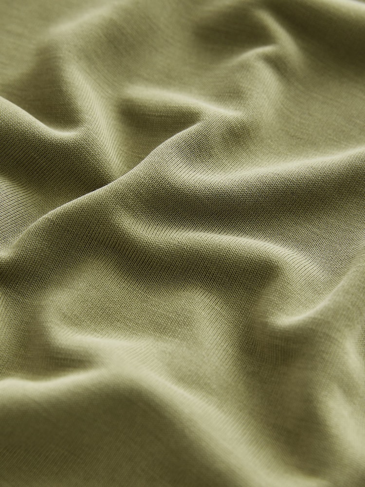 Olive Green Long Sleeve V-Neck Bubblehem Blouse - Image 7 of 7