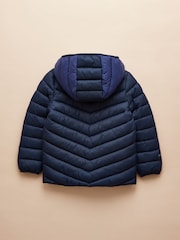 Joules Kids' Cairn Blue Colourblock Showerproof Padded Coat - Image 4 of 8