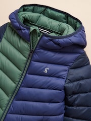 Joules Kids' Cairn Blue Colourblock Showerproof Padded Coat - Image 5 of 8