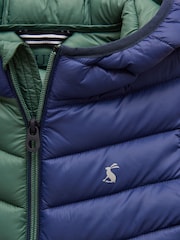 Joules Kids' Cairn Blue Colourblock Showerproof Padded Coat - Image 7 of 8