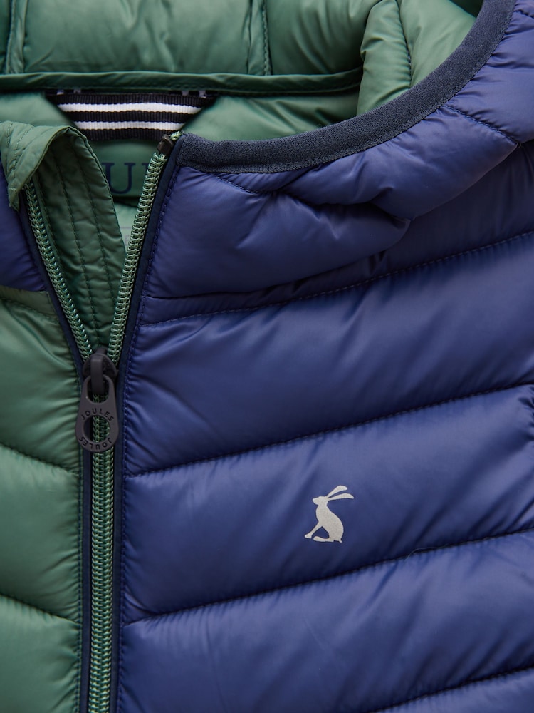 Joules Kids' Cairn Blue Colourblock Showerproof Padded Coat - Image 7 of 8