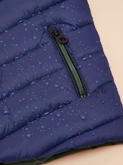 Joules Kids' Cairn Blue Colourblock Showerproof Padded Coat - Image 8 of 8