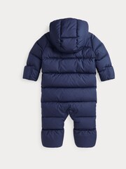 Polo Ralph Lauren Baby Navy Down Padded Hooded Romper Snowsuit - Image 2 of 3
